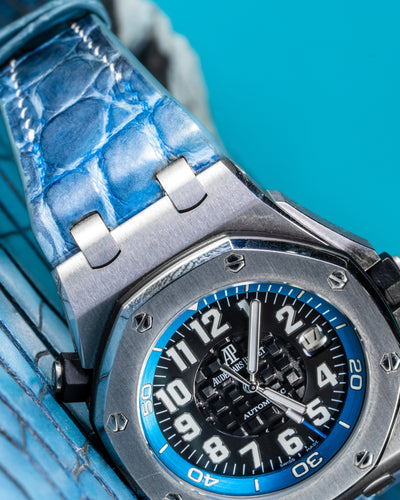 Bespoke Watch Strap in Pearl Blue Crocodile