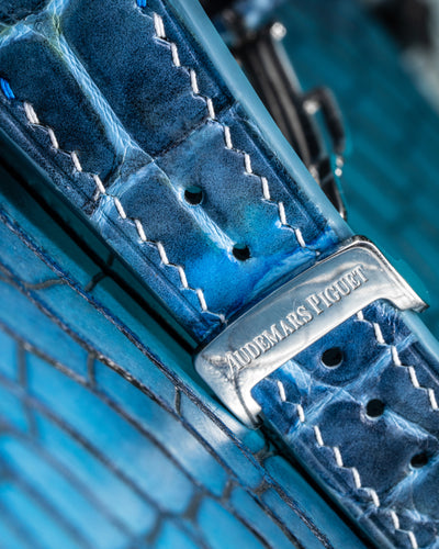 Bespoke Watch Strap in Pearl Blue Crocodile