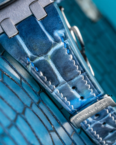 Bespoke Watch Strap in Pearl Blue Crocodile