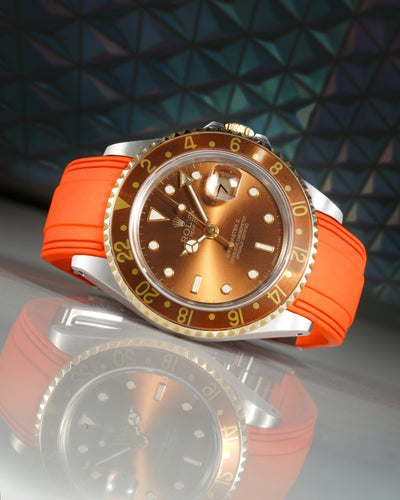 Solitaire Rubber straps in Zesty Orange for Rolex GMT-Master II 116713LN/16713