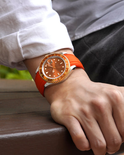Solitaire Rubber straps in Zesty Orange for Rolex GMT-Master II 116713LN/16713