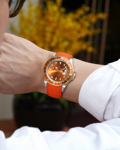 Solitaire Rubber straps in Zesty Orange for Rolex GMT-Master II 116713LN/16713