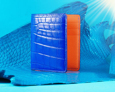 Bespoke Bifold Wallet in Electric Blue Crocodile