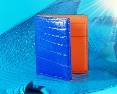 Bespoke Bifold Wallet in Electric Blue Crocodile