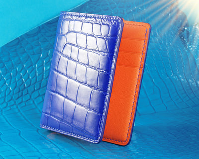 Bespoke Bifold Wallet in Electric Blue Crocodile