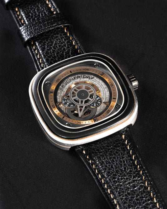 Bespoke Watch Strap in Black Chevre