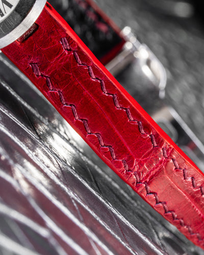 Bespoke Watch Strap in Ferrari Red Crocodile