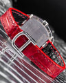 Bespoke Watch Strap in Ferrari Red Crocodile