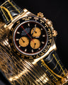 Bespoke Watch Strap in Gold Black Alligator