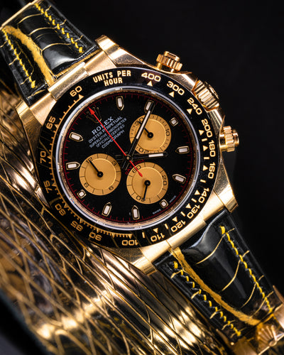 Bespoke Watch Strap in Gold Black Alligator