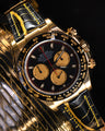 Bespoke Watch Strap in Gold Black Alligator
