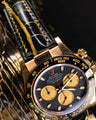 Bespoke Watch Strap in Gold Black Alligator