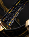 Bespoke Watch Strap in Gold Black Alligator