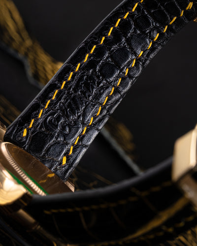 Bespoke Watch Strap in Gold Black Alligator
