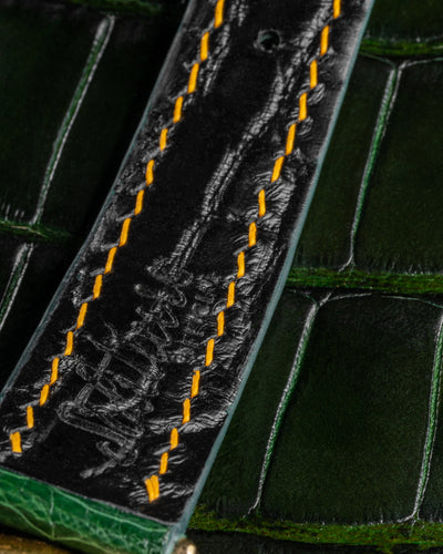 Bespoke Watch Strap in Hunter Green Crocodile