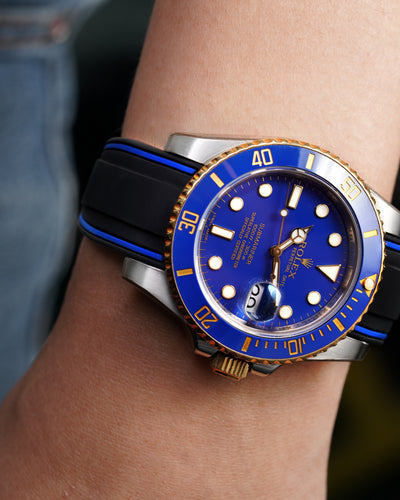 Solitaire Rubber straps in Navy Black for Rolex Submariner 116613LB