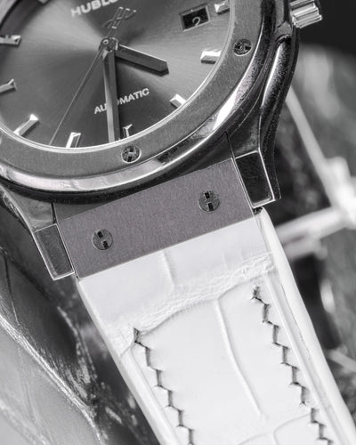 Bespoke Watch Strap in White Crocodile