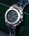 Bespoke Watch Strap in Navy Blue Crocodile