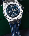 Bespoke Watch Strap in Navy Blue Crocodile