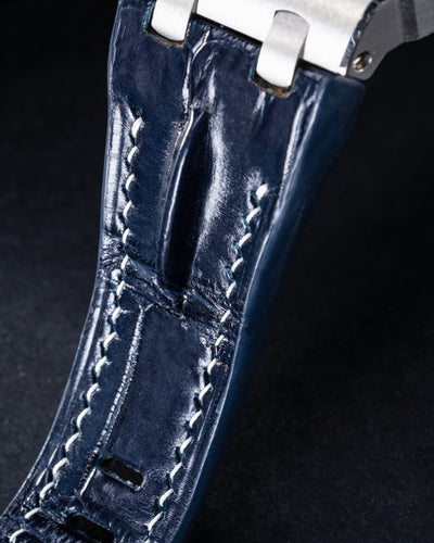 Bespoke Watch Strap in Navy Blue Crocodile