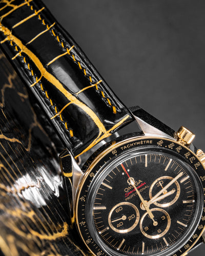 Bespoke Watch Strap in Black Gold Alligator