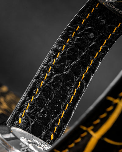 Bespoke Watch Strap in Black Gold Alligator