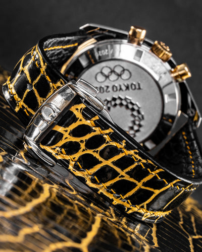 Bespoke Watch Strap in Black Gold Alligator
