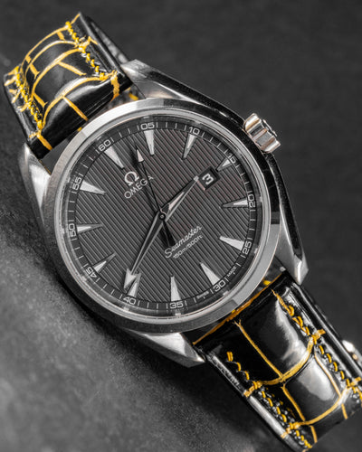 Bespoke Watch Strap in Black Gold Alligator