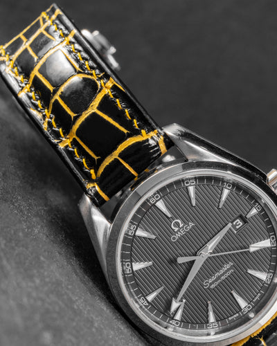Bespoke Watch Strap in Black Gold Alligator