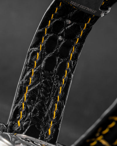 Bespoke Watch Strap in Black Gold Alligator