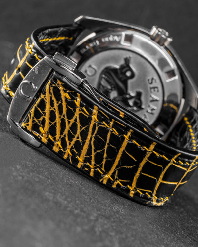 Bespoke Watch Strap in Black Gold Alligator