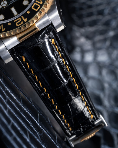 Bespoke Watch Strap in Black Crocodile