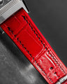 Bespoke Watch Strap In Ferrari Red Crocodile