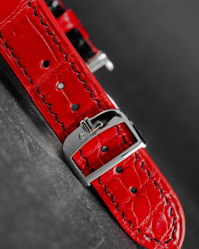 Bespoke Watch Strap In Ferrari Red Crocodile