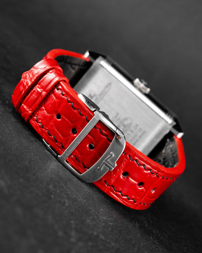 Bespoke Watch Strap In Ferrari Red Crocodile