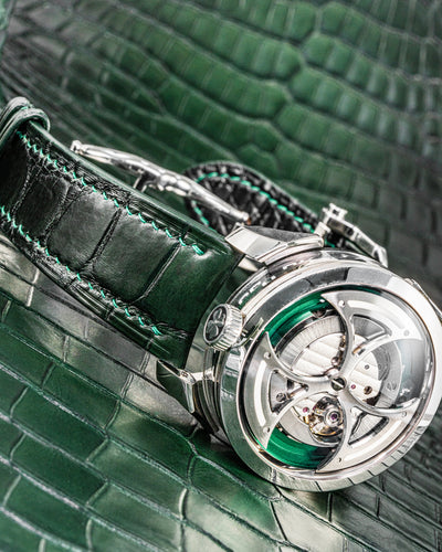 Bespoke Watch Strap in Ombre Green Crocodile
