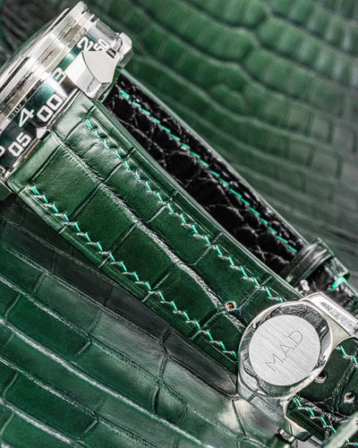 Bespoke Watch Strap in Ombre Green Crocodile