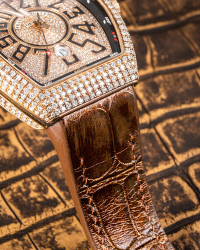 Bespoke Watch Strap in Champagne Rose Gold Crocodile