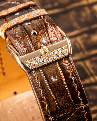 Bespoke Watch Strap in Champagne Rose Gold Crocodile