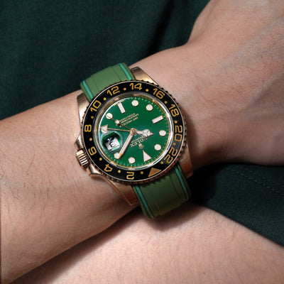Solitaire Rubber straps in Deep Emerald Green for Rolex GMT-Master II 116718LN