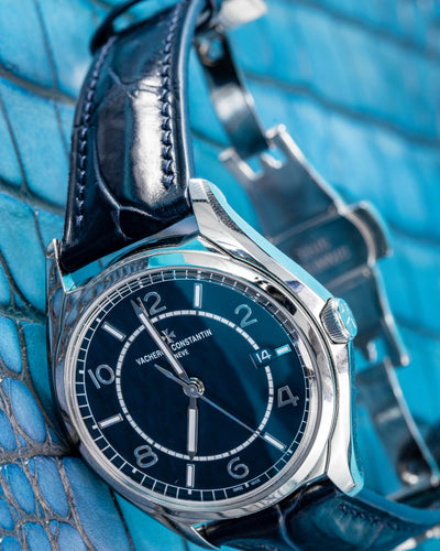 Bespoke Watch Strap in Navy Blue Crocodile