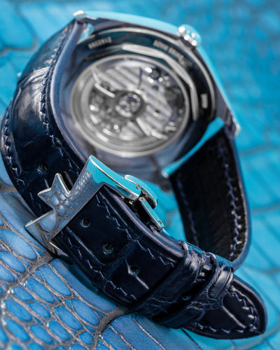 Bespoke Watch Strap in Navy Blue Crocodile