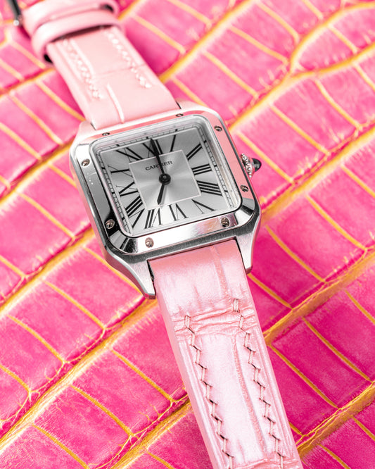 Bespoke Watch Strap in Baby Pink Crocodile