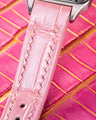 Bespoke Watch Strap in Baby Pink Crocodile
