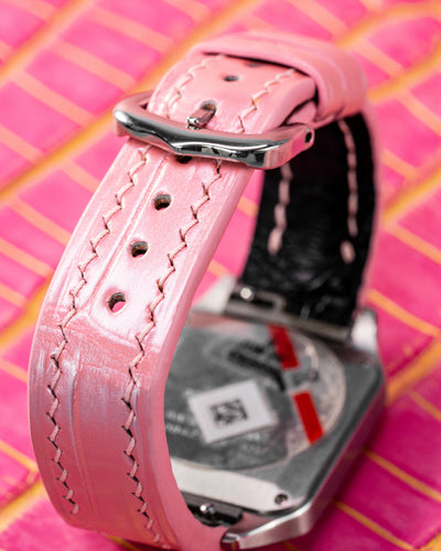 Bespoke Watch Strap in Baby Pink Crocodile