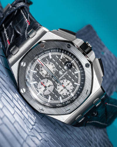 Bespoke Watch Strap in Metallic Black Crocodile