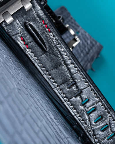 Bespoke Watch Strap in Metallic Black Crocodile