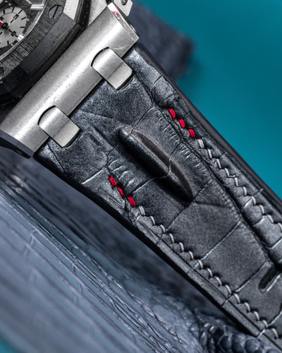 Bespoke Watch Strap in Metallic Black Crocodile