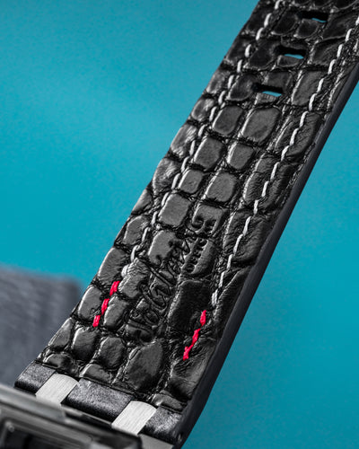 Bespoke Watch Strap in Metallic Black Crocodile