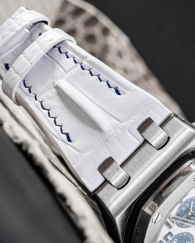 Bespoke Watch Strap in White Crocodile